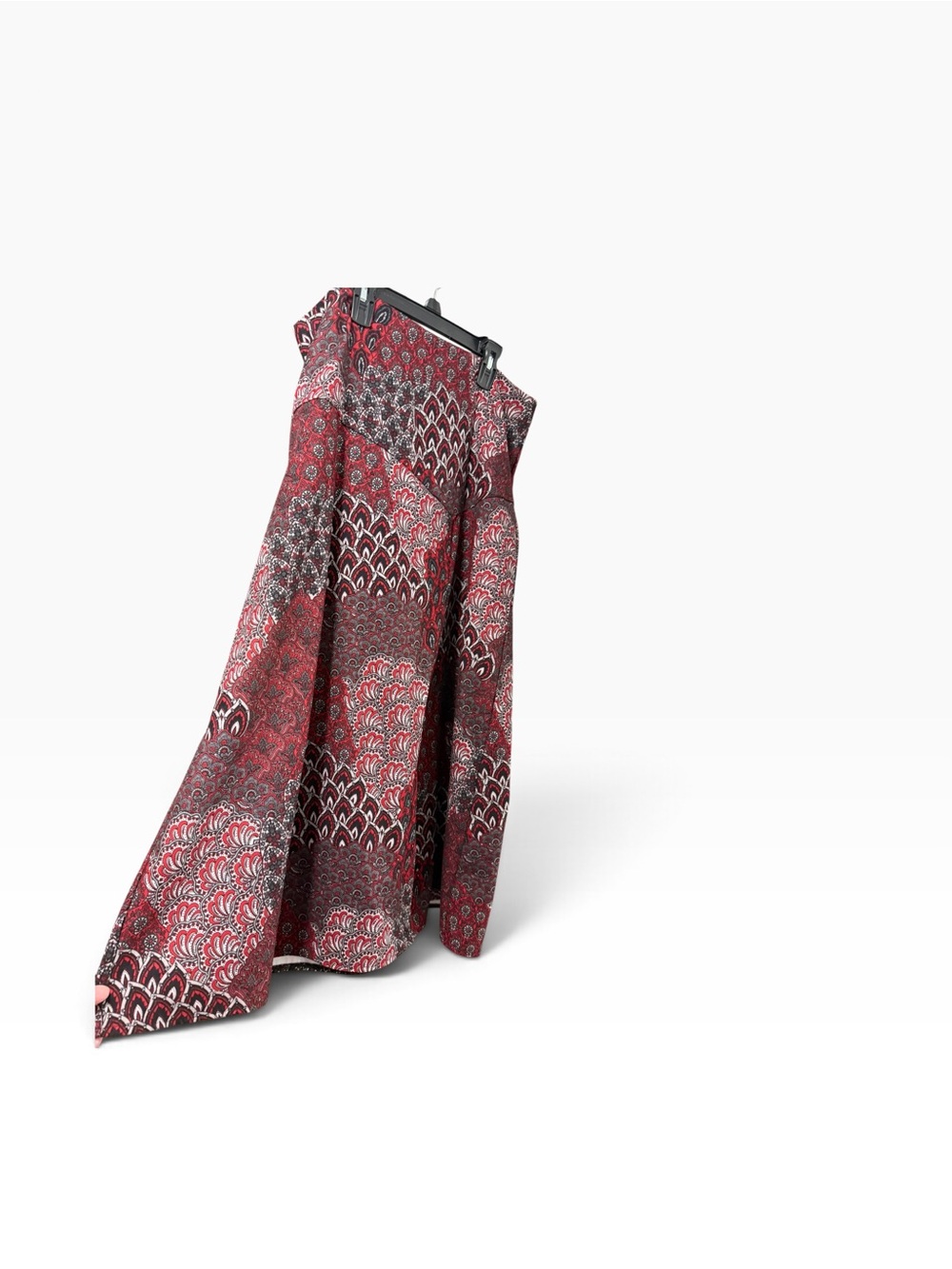 Cato Red Patterned Asymmetrical Maxi Skirt